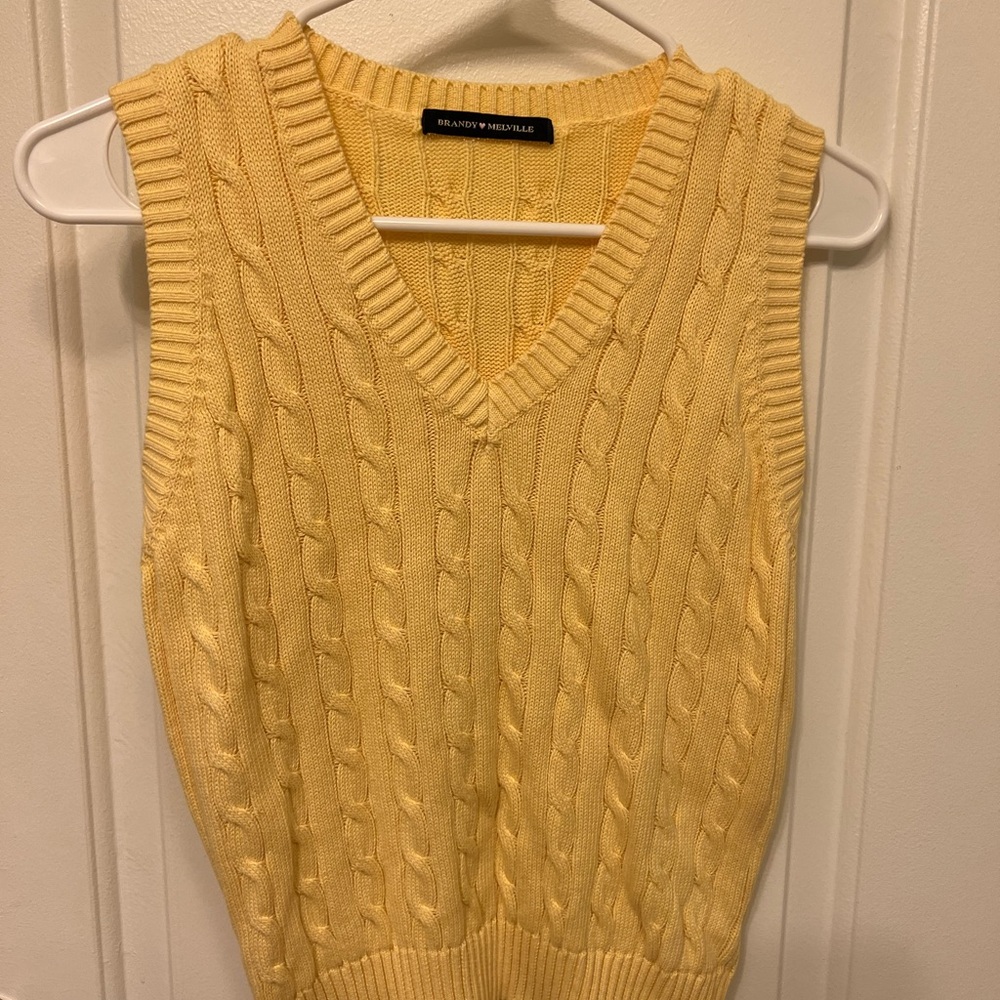Brandy Melville Yellow Cable Knit Sweater Vest